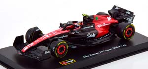 ALFA ROMEO F1 C43 TEAM STAKE N 24 SEASON 2023 GUANYU ZHOU - CON PILOTA E VETRINA - WITH PILOT AND SHOWCASE - EXCLUSIVE CARMODEL, BLACK RED