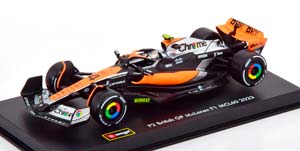 MCLAREN F1 MCL60 TEAM MCLAREN N4 SEASON 2023 LANDO NORRIS - CON PILOTA E VETRINA - WITH PILOT AND SHOWCASE, ORANGE BLACK BLUE