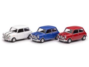 MINI COOPER ИЗ ОРИГИНАЛЬНОГО ФИЛЬМА ОГРАБЛЕНИЕ ПО-ИТАЛЬЯНСКИ (THE ITALIAN JOB) БЕЛЫЙ, СИНИЙ И КРАСНЫЙ НАБОР ИЗ 3Х