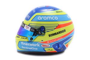 HELMET FERNANDO ALONSO #14 ASTON MARTIN ARAMCO COGNIZANT FORMULA 1 2023 / ШЛЕМ ФЕРНАНДО АЛОНСО АСТОН МАРТИН (РАЗМЕРЫ 15 х 11 х 10 см) — фото 2