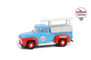 FORD F-100 ПИКАП С ЯЩИКАМИ C ОБОРУДОВАНИЕМ И ЛЕСТНИЦАМИ CHEVRON 1956 / ФОРД F-100 ЧЕВРОН СИНИЙ