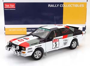 AUDI QUATTRO A2 #5 RALLY SANREMO 1983 HANNU MIKKOLA - ARNE HERTZ, WHITE BROWN RED