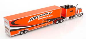 PETERBILT 379 WITH CAR CARRIER TRAILER ORANGE BLACK WHITE — фото 2