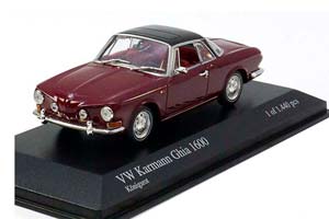VW VOLKSWAGEN KARMANN GHIA 1600 COUPE 1966 DARKRED BLACK — фото 1