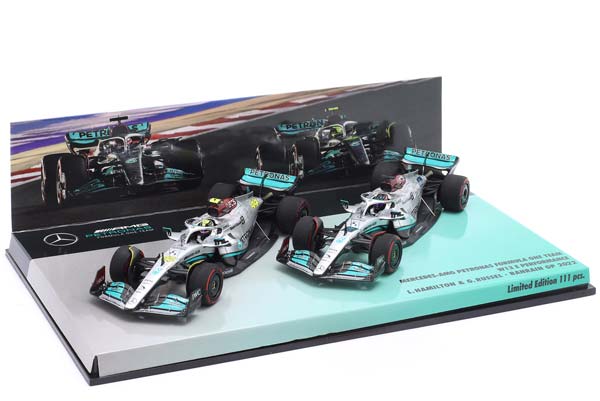 2-CAR SET HAMILTON #44 & RUSSELL #63 BAHRAIN GP FORMULA 1 2022 / 2-CAR СЕТ ХЭМИЛТОН РУССЕЛЛ БАХРАЙН ГРАН-ПРИ ФОРМУЛА-1