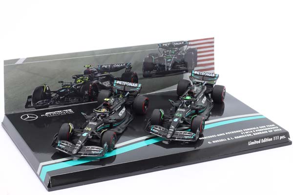 2-CAR SET HAMILTON #44 & RUSSELL #63 BAHRAIN GP FORMULA 1 2023 / 2-CAR СЕТ ХЭМИЛТОН РУССЕЛЛ БАХРАЙН ГРАН-ПРИ ФОРМУЛА-1