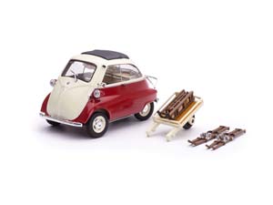 BMW ISETTA КРАСНЫЙ С БЕЛЫМ С ПРИЦЕПОМ И ЗИМНИМ ИНВЕНТАРЁМ — фото 17