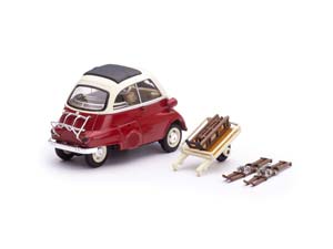 BMW ISETTA КРАСНЫЙ С БЕЛЫМ С ПРИЦЕПОМ И ЗИМНИМ ИНВЕНТАРЁМ — фото 4