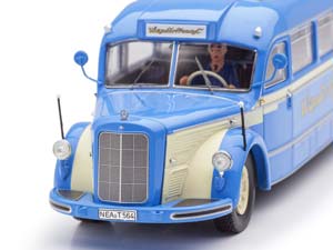 MERCEDES-BENZ O6600 WANDERFREUND С ФИГУРКОЙ ВОДИТЕЛЯ 1955 BLUE/CRÈME АВТОБУС — фото 3