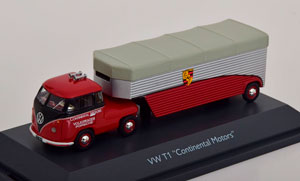 VW T1 RENNTRANSPORTER PORSCHE CONTINENTAL MOTORSPORTS DARKRED BLACK SILVER (ДЛИНА МОДЕЛИ 6-10 СМ)