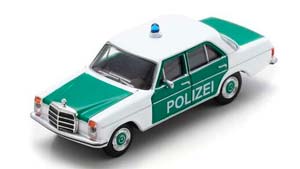 MERCEDES-BENZ 200 D/8 (W 115) POLIZEI 1972 (ПОЛИЦИЯ) БЕЛЫЙ С ЗЕЛЕНЫМ (ДЛИНА МОДЕЛИ 6-10 СМ)