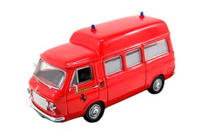 FIAT 238 MINIBUS TETTO ALTO (1965) AMBULANZA VIGILI DEL FUOCO PISTA FIORANO (1970), RED — фото 1