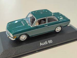 AUDI 60 1965 ЗЕЛЕНЫЙ (БОКС МОЖЕТ ИМЕТЬ ПОТЕРТОСТИ ИЛИ ТРЕЩИНЫ)