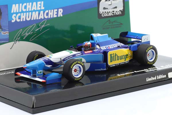 BENETTON F1 B195 TEAM MILD SEVEN RENAULT №1 WORLD CHAMPION WINNER BRAZILIAN GP 1995 MICHAEL SCHUMACHER, BLUE YELLOW