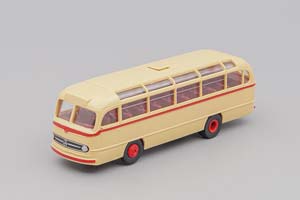 MERCEDES-BENZ O 321 H REISEBUS, BEIGE / RED (ДЛИНА МОДЕЛИ 3-5 СМ)