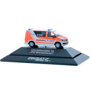 VW VOLKSWAGEN T6 FEUERWEHR BREMERHAVEN (ПОЖАРНЫЙ) (ДЛИНА МОДЕЛИ 3-5 СМ)