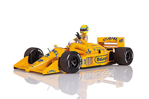 LOTUS HONDA 99T AYRTON SENNA RIDING ON SATORU NAKAJIMAS CAR ITALIAN GP 1987 (WITH FIGURINE)