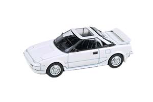 TOYOTA MR2 MK I 1985 БЕЛЫЙ, РУЛЬ СЛЕВА (ДЛИНА МОДЕЛИ 6-10 СМ)