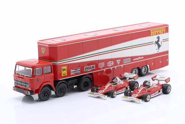 FIAT 691 T RACE CAR TRANSPORTER WITH 2X FERRARI 312T2 FORMULA 1 1977 / ФИАТ 691 АВТОВОЗ ГОНОЧНОЙ КОМАНДЫ 2X ФЕРРАРИ 312T2 ФОРМУЛА-1 — фото 1