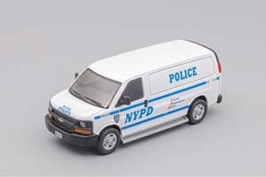 CHEVROLET EXPRESS NEW YORK CITY, NEW YORK POLICE, WHITE (ДЛИНА МОДЕЛИ 6-10 СМ)