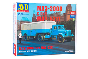 MODEL KIT MAZ-200V WITH MAZ-5217 SEMI-TRAILER (USSR RUSSIAN CAR) | СБОРНАЯ МОДЕЛЬ МАЗ-200В С ПОЛУПРИЦЕПОМ МАЗ-5217 