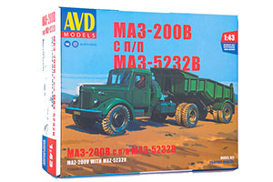 MODEL KIT MAZ-200V WITH MAZ-5232V SEMI-TRAILER (USSR RUSSIAN CAR) | СБОРНАЯ МОДЕЛЬ МАЗ-200В С ПОЛУПРИЦЕПОМ МАЗ-5232В 