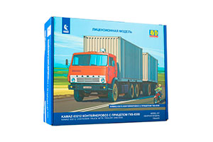 MODEL KIT KAMAZ-53212 CONTAINER TRUCK WITH TRAILER GKB-8350 (USSR RUSSIAN CAR) | СБОРНАЯ МОДЕЛЬ КАМАЗ-53212 КОНТЕЙНЕРОВОЗ С ПРИЦЕПОМ ГКБ-8350 