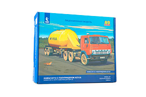 MODEL KIT KAMAZ-54112 COMBINED MODEL WITH ASP-25 SEMI-TRAILER (USSR RUSSIAN CAR) | СБОРНАЯ МОДЕЛЬ КАМАЗ-54112 С ПОЛУПРИЦЕПОМ АСП-25 