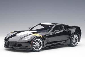CHEVROLET CORVETTE C7 GRAND SPORT 2017 BLACK/WHITE STRIPES/YELLOW FENDER HASH MARKS