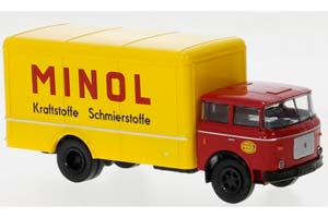 SKODA-LIAZ (ЧЕХОСЛОВАКИЯ) 706 ФУРГОН MINOL 1970 КРАСНЫЙ (ДЛИНА МОДЕЛИ 3-5 СМ)