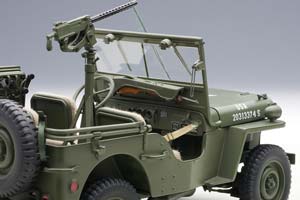 WILLYS JEEP 1943 С ПРИЦЕПОМ (АКСЕССУАРЫ В КОМЛЕКТЕ: ПУЛЕМЕТ, ЯЩИК ЗИП, БОЧКА, РАДИОСТАНЦИЯ) ХАКИ — фото 4