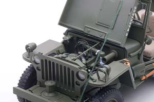 WILLYS JEEP 1943 С ПРИЦЕПОМ (АКСЕССУАРЫ В КОМЛЕКТЕ: ПУЛЕМЕТ, ЯЩИК ЗИП, БОЧКА, РАДИОСТАНЦИЯ) ХАКИ — фото 5