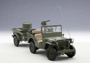 WILLYS JEEP 1943 С ПРИЦЕПОМ (АКСЕССУАРЫ В КОМЛЕКТЕ: ПУЛЕМЕТ, ЯЩИК ЗИП, БОЧКА, РАДИОСТАНЦИЯ) ХАКИ — фото 10