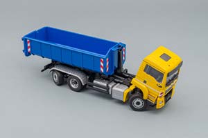 MAN TGS M EURO 6 MEILLER 3-ACHS ABROLLKIPPER, YELLOW / BLUE — фото 4