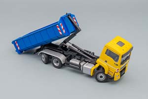 MAN TGS M EURO 6 MEILLER 3-ACHS ABROLLKIPPER, YELLOW / BLUE — фото 5