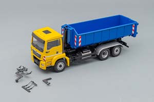 MAN TGS M EURO 6 MEILLER 3-ACHS ABROLLKIPPER, YELLOW / BLUE — фото 9