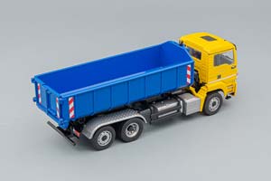 MAN TGS M EURO 6 MEILLER 3-ACHS ABROLLKIPPER, YELLOW / BLUE — фото 2