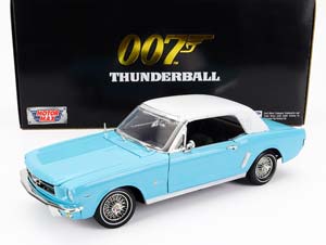 FORD MUSTANG CONVERTIBLE SPIDER 1967 - 007 JAMES BOND - THUNDERBALL - OPERAZIONE TUONO, LIGHT BLUE WHITE