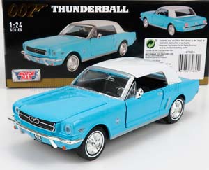 FORD MUSTANG CONVERTIBLE SPIDER 1967 - 007 JAMES BOND - THUNDERBALL - OPERAZIONE TUONO, LIGHT BLUE WHITE