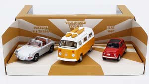 PORSCHE SET 3X JET-CAR 911 TARGA SPIDER 1969 - FIAT 500 1965 - VW VOLKSWAGEN T2B CAMPER VAN 1962