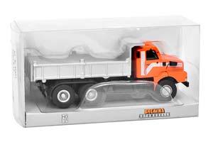 VOLVO N 10 DUMP TRUCK 1980, ORANGE / SILVER (ДЛИНА МОДЕЛИ 3-5 СМ) — фото 4
