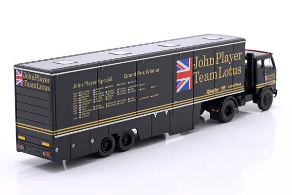 VOLVO F89 RACE TRANSPORTER JOHN PLAYER TEAM LOTUS FORMULA 1 1973 BLACK / ВОЛЬВО F89 РАКЕ ТРАНСПОРТЕР ДЖОХН ПЛАЙЕР КОМАНДА ЛОТУС ФОРМУЛА-1 ЧЕРНЫЙ — фото 2