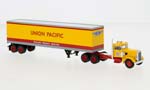 PETERBILT 281 KO-SZ UNION PACIFIC 1955, YELLOW/RED (ДЛИНА МОДЕЛИ 3-5 СМ)
