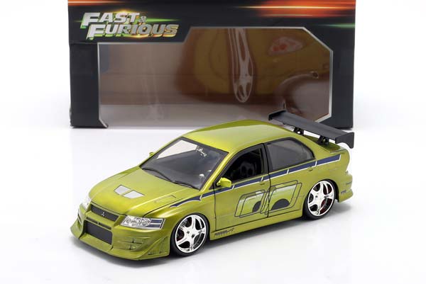 BRIAN'S MITSUBISHI LANCER EVO VII 2 FAST 2 FURIOUS (2003) GREEN JADA TOYS / БРИАН МИЦУБИСИ ЛАНСЕР ЭВО ВИИ 2 ФАСТ ФУРИОУС ЗЕЛЕНЫЙ ДЖАДА ТОЙС — фото 3
