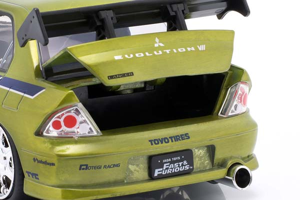 BRIAN'S MITSUBISHI LANCER EVO VII 2 FAST 2 FURIOUS (2003) GREEN JADA TOYS / БРИАН МИЦУБИСИ ЛАНСЕР ЭВО ВИИ 2 ФАСТ ФУРИОУС ЗЕЛЕНЫЙ ДЖАДА ТОЙС — фото 7