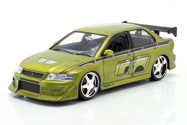 BRIAN'S MITSUBISHI LANCER EVO VII 2 FAST 2 FURIOUS (2003) GREEN JADA TOYS / БРИАН МИЦУБИСИ ЛАНСЕР ЭВО ВИИ 2 ФАСТ ФУРИОУС ЗЕЛЕНЫЙ ДЖАДА ТОЙС