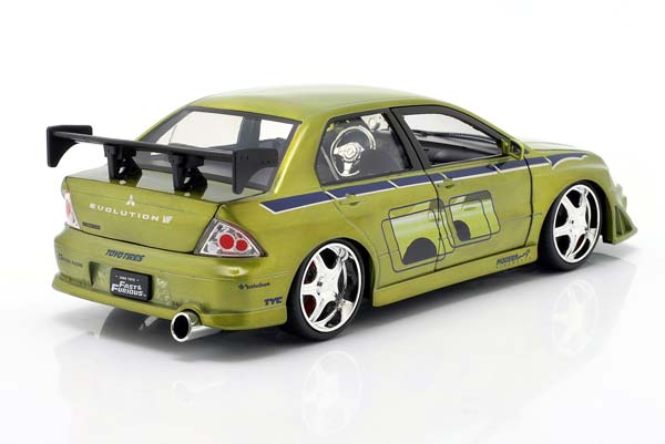 BRIAN'S MITSUBISHI LANCER EVO VII 2 FAST 2 FURIOUS (2003) GREEN JADA TOYS / БРИАН МИЦУБИСИ ЛАНСЕР ЭВО ВИИ 2 ФАСТ ФУРИОУС ЗЕЛЕНЫЙ ДЖАДА ТОЙС — фото 2