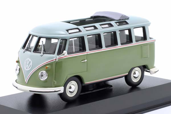 VW VOLKSWAGEN T1 SAMBA BUS 1963 GREEN LIGHT-GREY