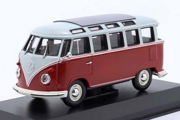 VW VOLKSWAGEN T1 SAMBA BUS 1963 DARKRED LIGHTGREY