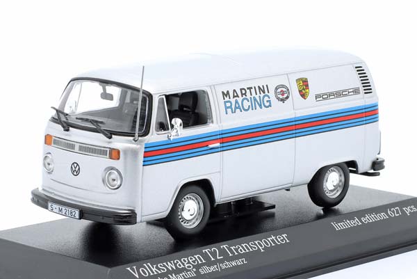 VW VOLKSWAGEN T2 KASTEN MARTINI RACING 1972 SILVER BLACK